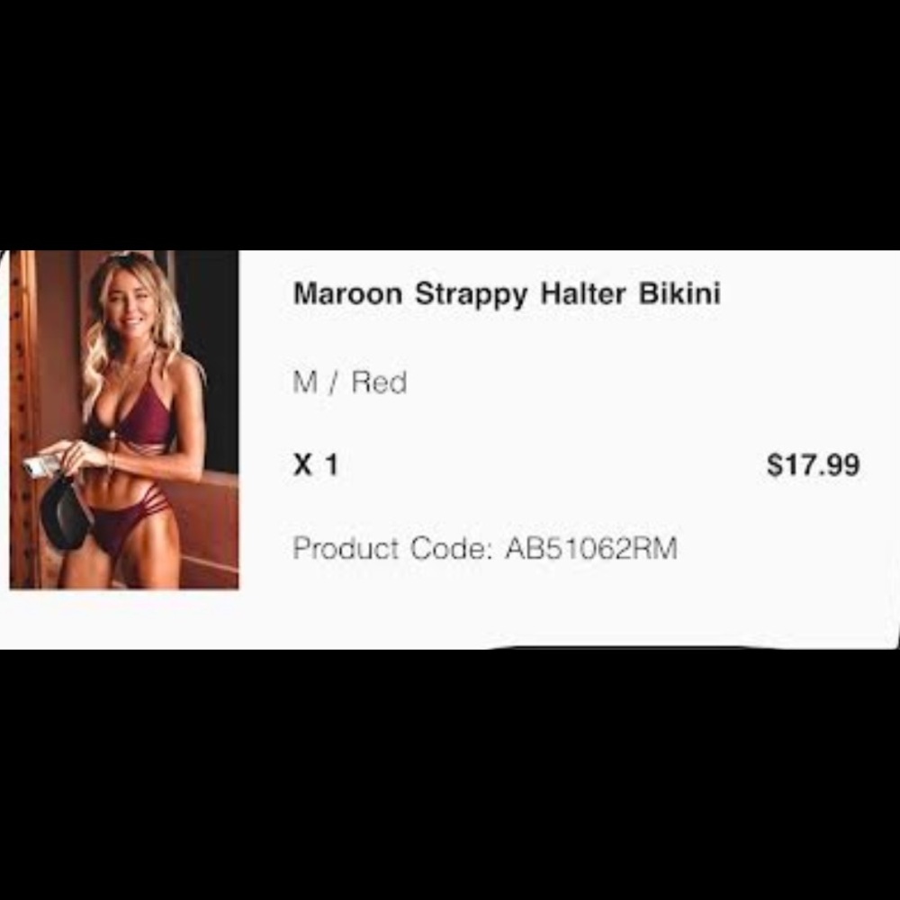 Maroon Strappy Halter Bikini